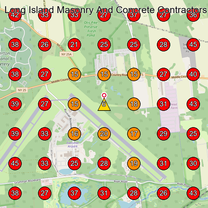 Long Island Masonry And Concrete Contractors GeoGrid visibility map for Masonry Contractor in None